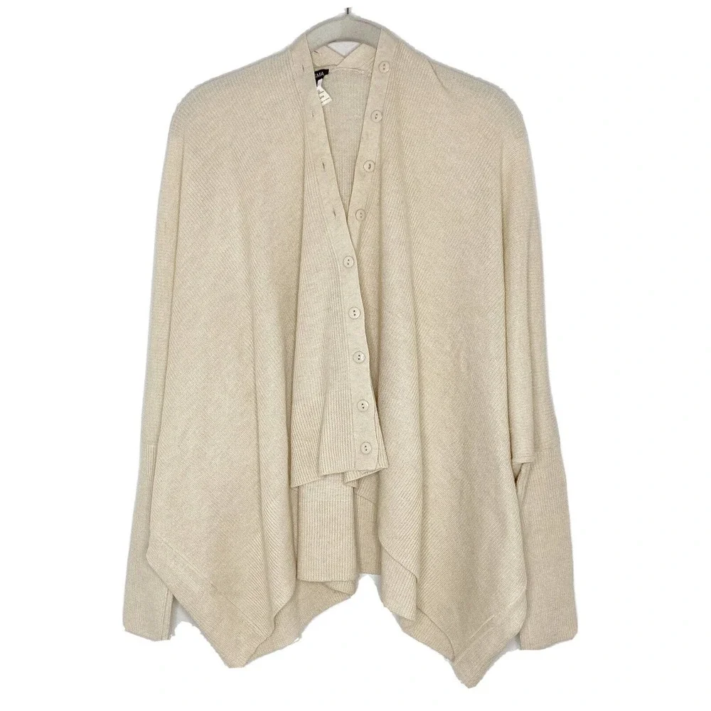 Kerisma Women’s Cropped Ivory Ribbed V Neck Dolman Cardigan Size S/M - Picture 1 of 7